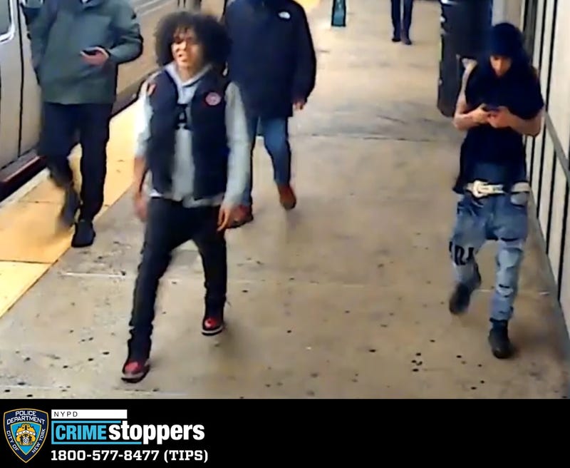 Cops are searching for two suspects after a man was beaten at a Bensonhurst subway station, allegedly for "looking at" them