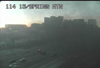 Smoke billows from a fire under I-15 and Spring Mountain on February 23rd 2021