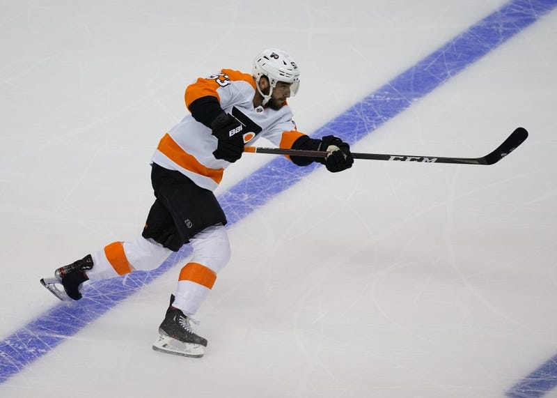 Philadelphia Flyers defenseman Shayne Gostisbehere (53) shoots a puck
