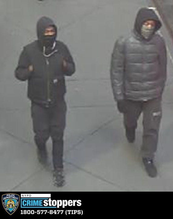 Two suspects wanted in relation to a series of robberies of Manhattan newsstands and street vendors that have occurred in 2024.