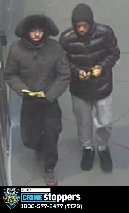 Two suspects wanted in relation to a series of robberies of Manhattan newsstands and street vendors that have occurred in 2024.