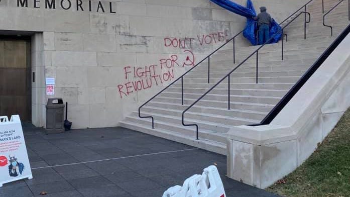 PICS: 'Don't vote' graffiti painted on National WWI Museum in Missouri