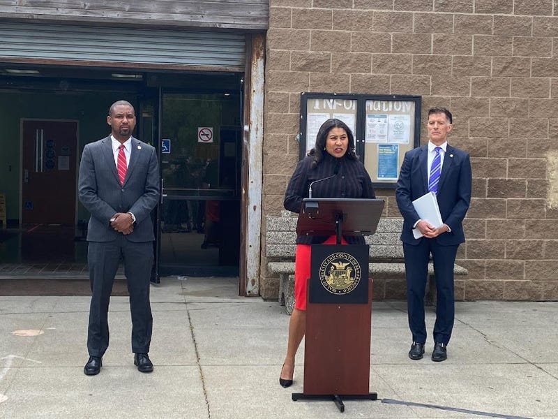San Francisco officials address reporters on Thursday, encouraging residents to get vaccinated against COVID-19.