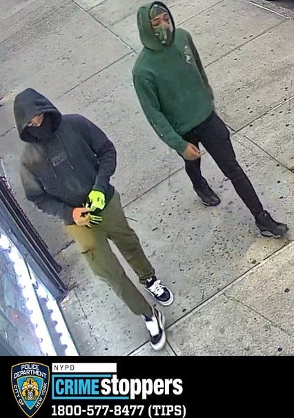 Two suspects wanted for a series of e-bike robberies in Brooklyn.