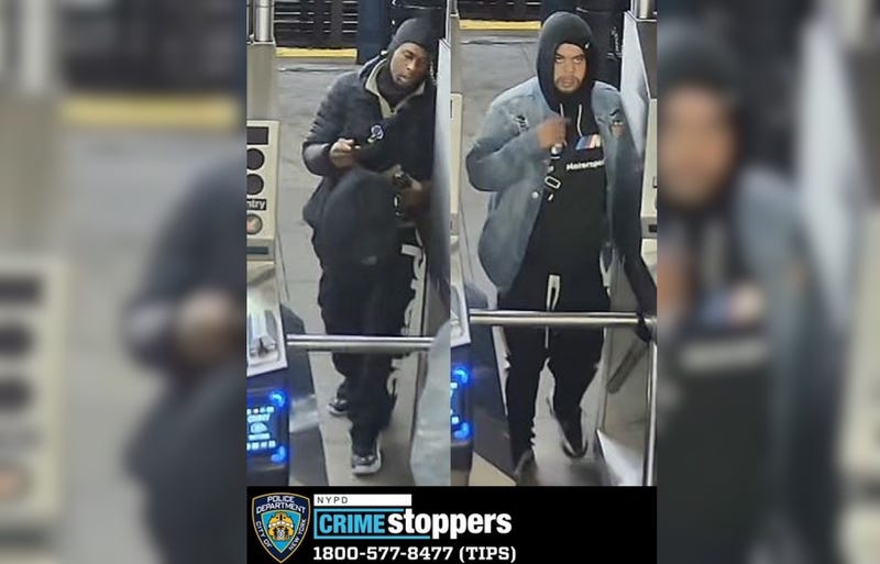 Police are searching for two suspects after a man was robbed at the 50th Street station in Midtown