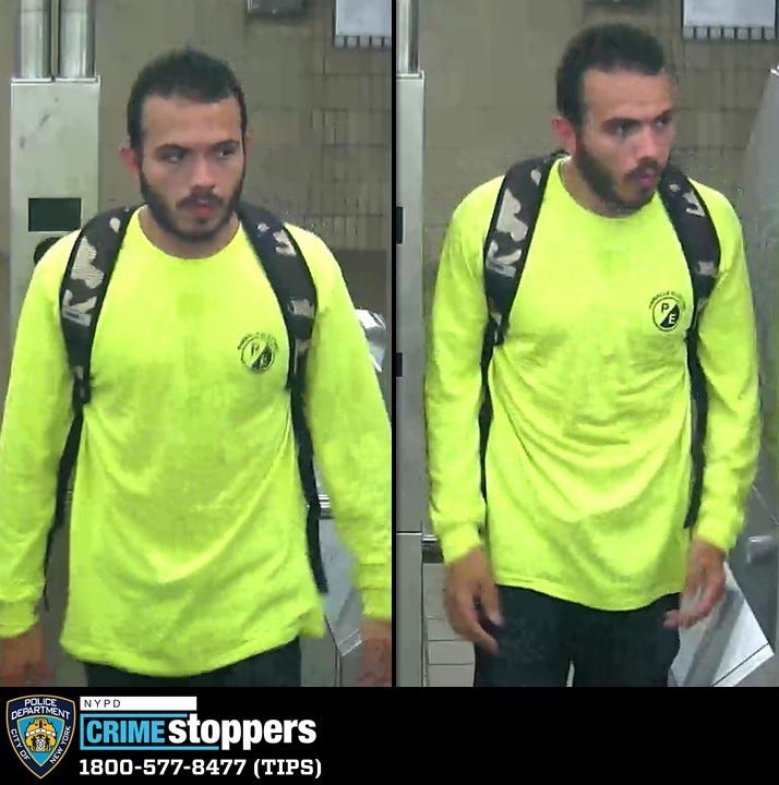 Surveillance footage from the subway shows the suspect around the time he robbed a 40-year-old man on Madison Avenue on the afternoon of June 19, police said