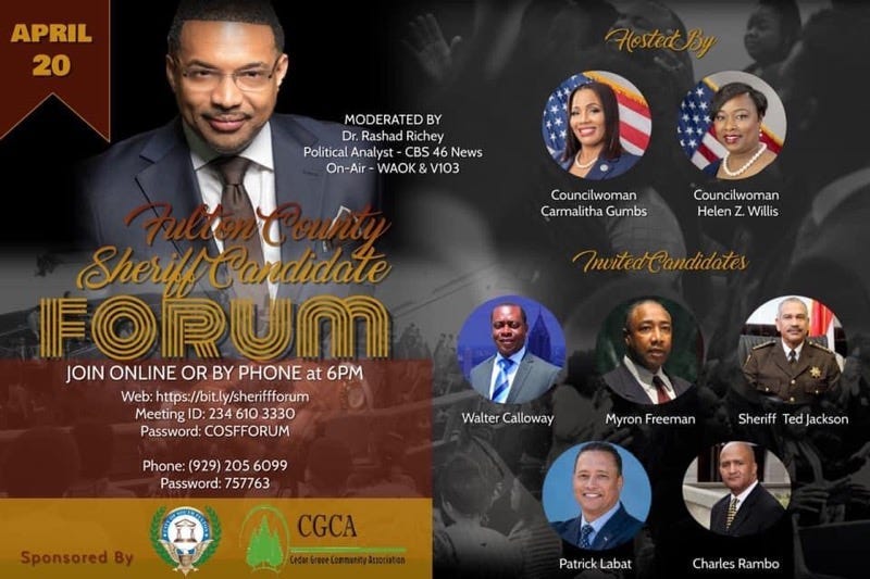 Rashad Richey To Moderate Fulton Sheriff's Debate Forum, Virtually