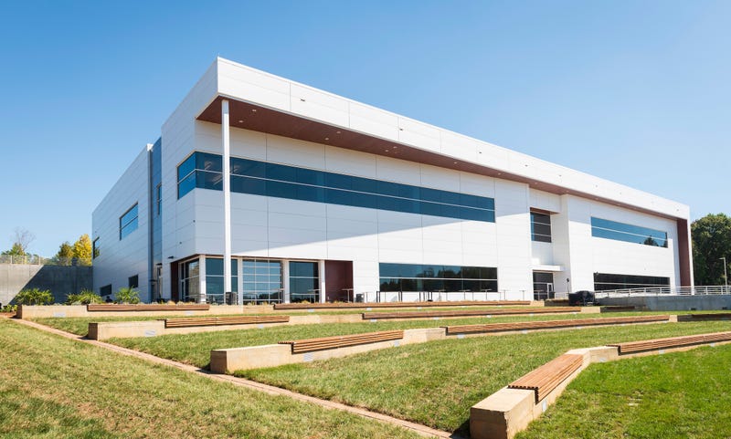 The new BMW Training Center is 68,000 square feet in size and includes an outdoor amphitheater. 
