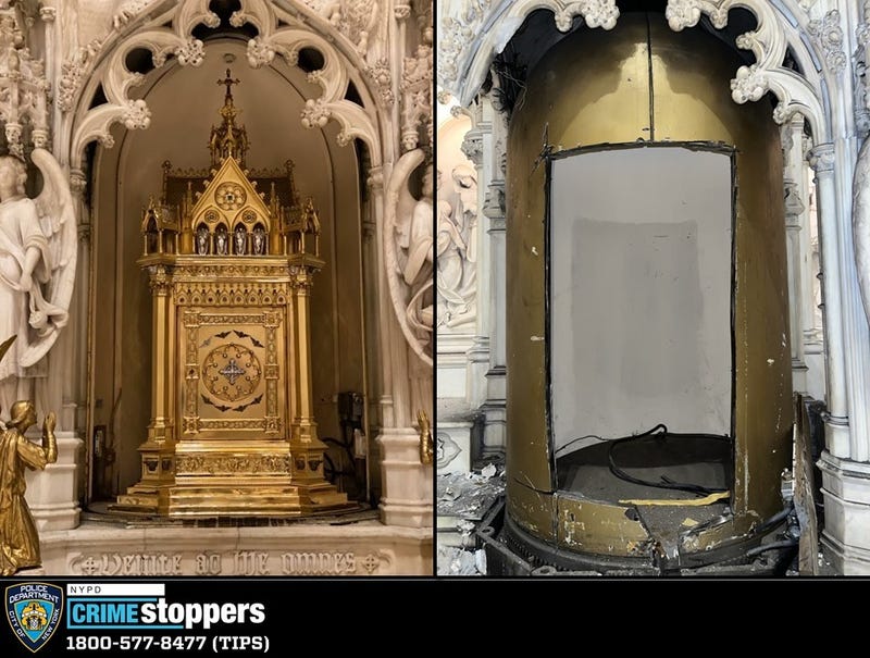 Altar before and after robbery