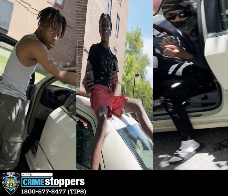 Three teens were photographed with the car after it was stolen, police said
