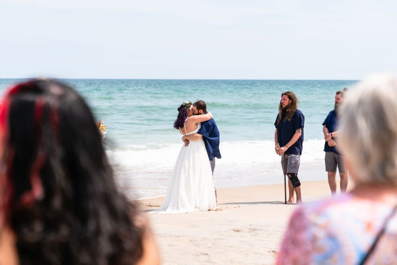 Alanna and Eric kiss after the ceremony