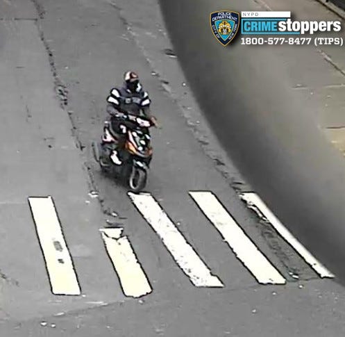 A mugger on moped wanted after ripping a 5-year-old boy’s chain from his neck in the Bronx.