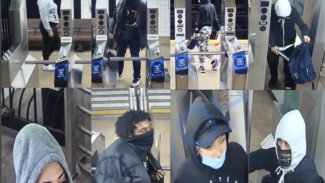 Soda can, punches thrown as group robs woman on Brooklyn subway train