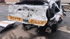 ISP squad car rear ended while investigating I-55 crash in Joliet; Trooper seriously injured
