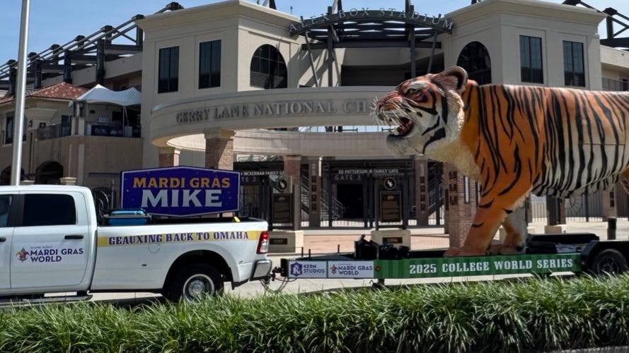 Look: Mike the Tiger float takes over Omaha as LSU kicks off CWS run