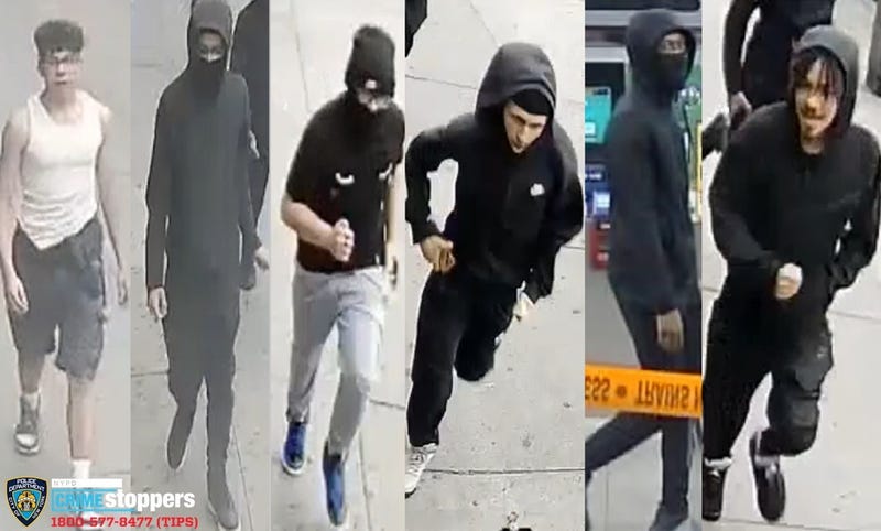 Six people fled with the victim's shoes and hat after the robbery at the Flatbush Avenue–Brooklyn College station