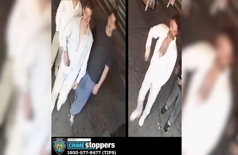 Cops released images of three men they're searching for after Pride flags were destroyed near the Stonewall Inn on June 10, 2023