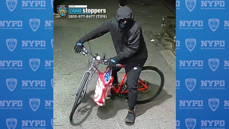 The suspect fled empty-handed on a red and white bicycle