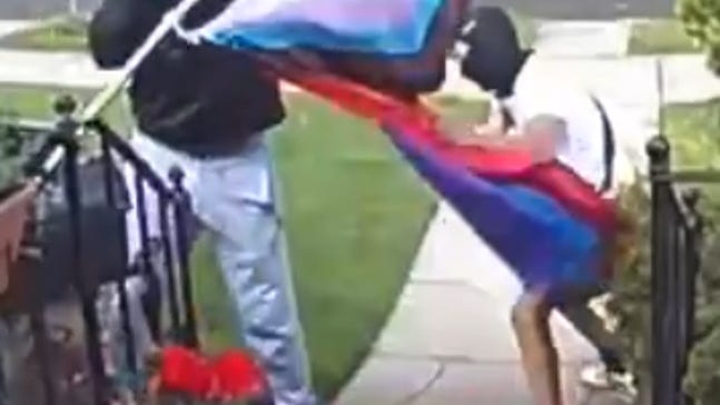 VIDEO: Duo seen tearing down Pride flag at Queens residence sought