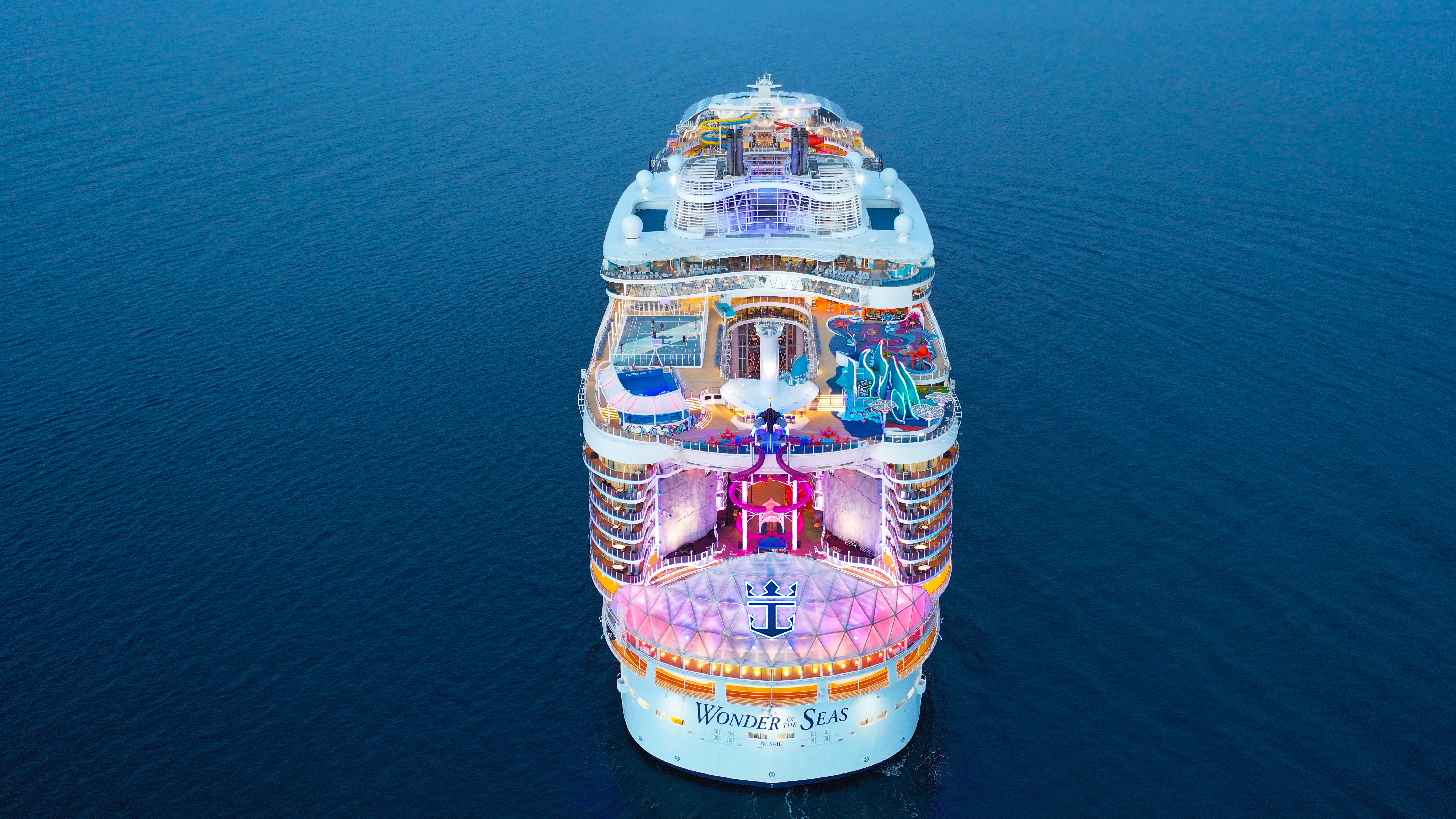 World’s largest cruise ship, five times the size of the Titanic, departs on its maiden voyage