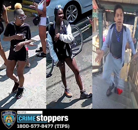Police arrested one suspect and are searching for three more in an assault at the Rockaway Avenue station in Ozone Park on June 19