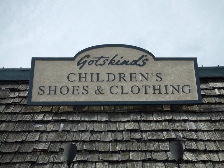 Gotskind's Children's Shoes & Clothing sign