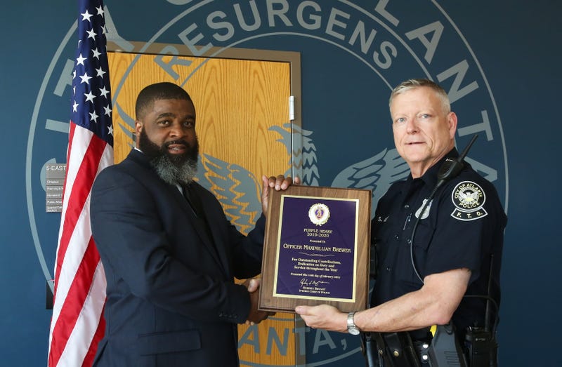 Atlanta Police Motors Unit Officer Max Brewer received a Purple Heart award for his bravery and strength he displayed during the George Floyd protests. 