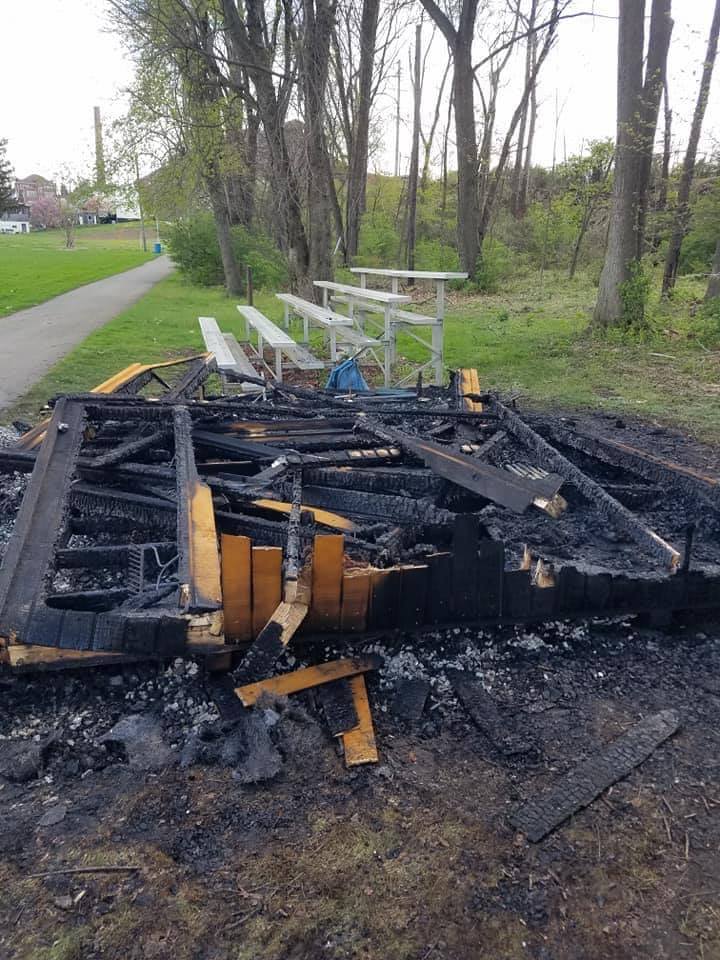 A storage shed in Latrobe destroyed by arsonists.