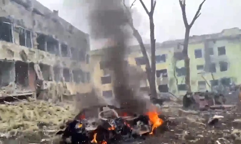 Damage from a Russian attack in Ukraine