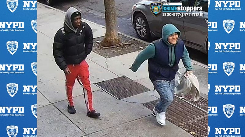 two suspects wanted for robbing a teen boy of a sweater at knifepoint earlier this month in Chelsea.