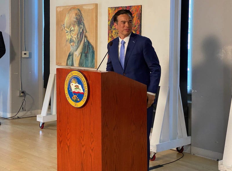Rob Bonta speaks to the media on Wednesday after Gov. Gavin Newsom nominated him as California's next attorney general, replacing the outgoing Xavier Becerra.