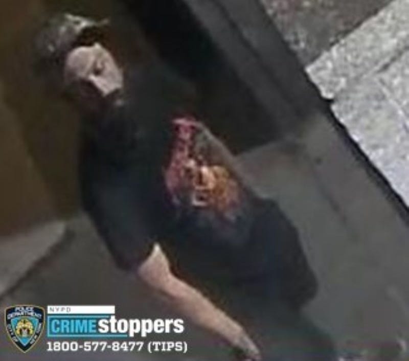 An image shows the suspect clad in a Metallica shirt around the time of the vandalism
