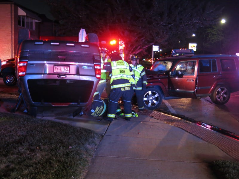 Riverside authorities investigate a rollover crash that sent an entire family to a hospital on Aug. 9, 2018. 
