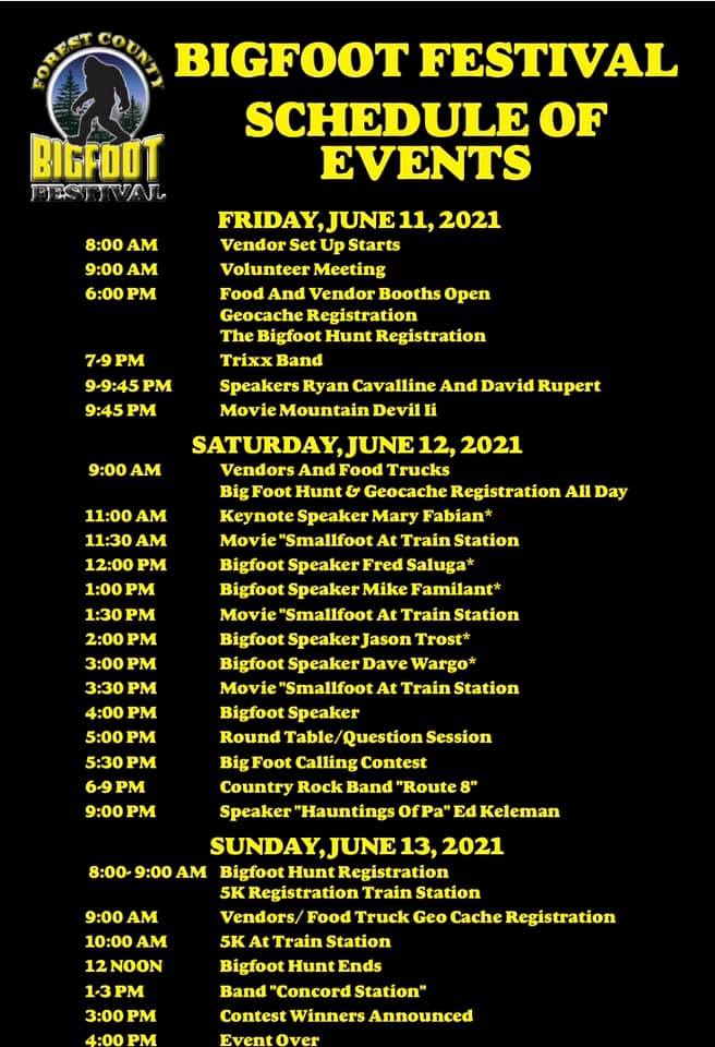 Festival schedule
