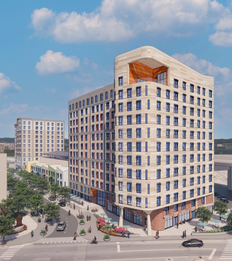 A rendering of the Marine Drive apartment complex
