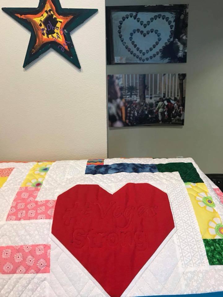 A quilt knitted for a survivor of the 1-October shooting