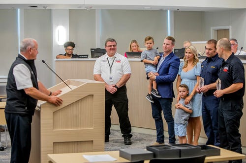 Firefighters are presented with Lifesaving Award at Celina City Council meeting