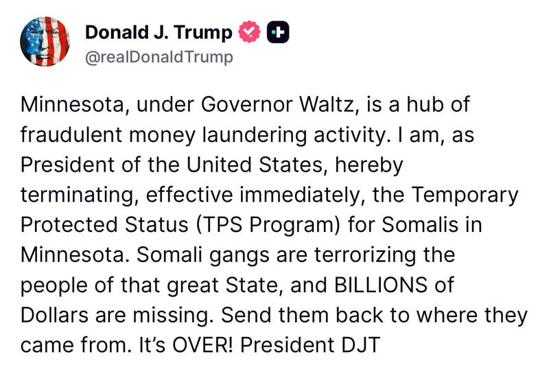 Trump announcement on social media