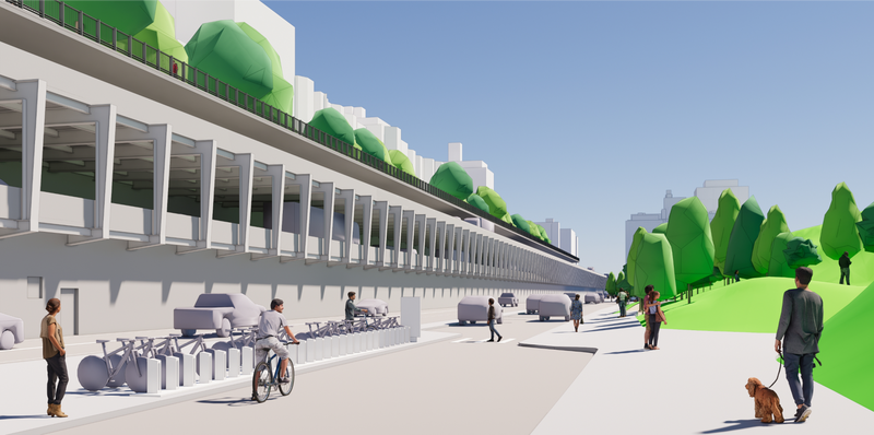 A rendering of the city’s proposed redesign for the Brooklyn-Queens Expressway
