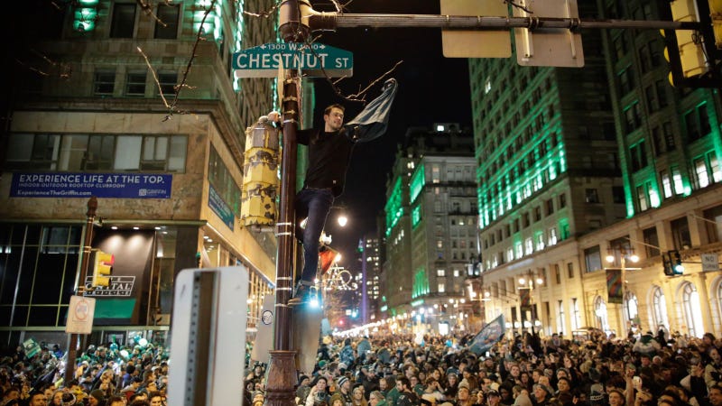 Pole Climbing after Eagles NFC game