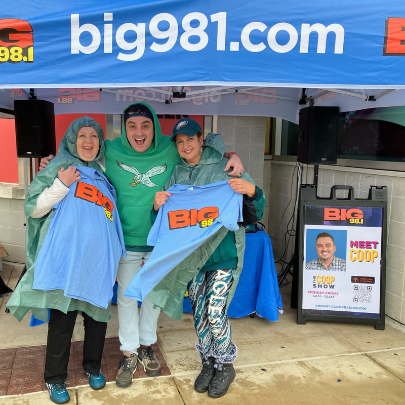 Coop with Philadelphia Eagles fans before the Eagles vs. Jaguars game