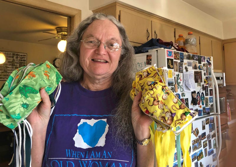 Laurie Walter from Homewood volunteers at Brookfield Zoo and is making masks for the animal care staff.