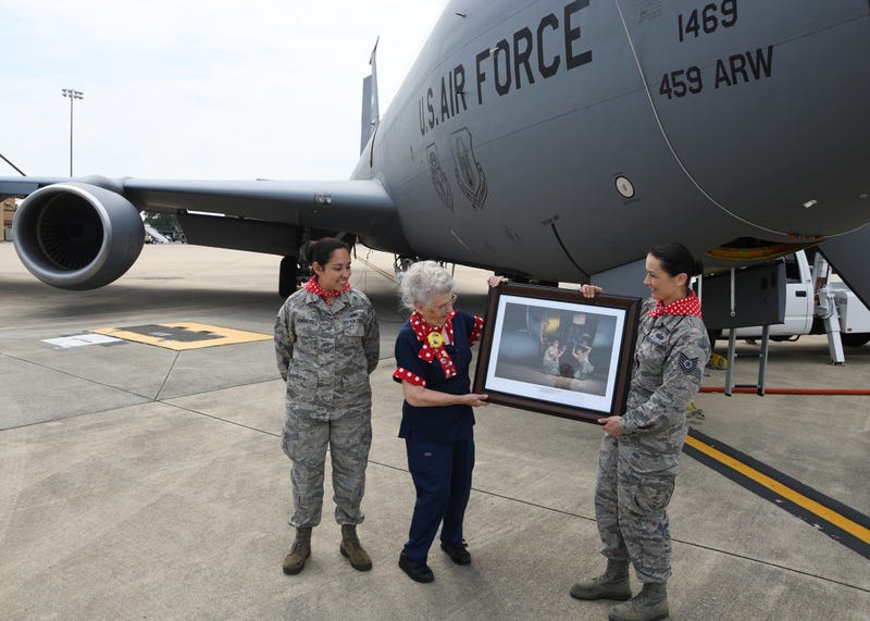 Mae Krier “Rosie the Riveter” visits the 459th ARW
