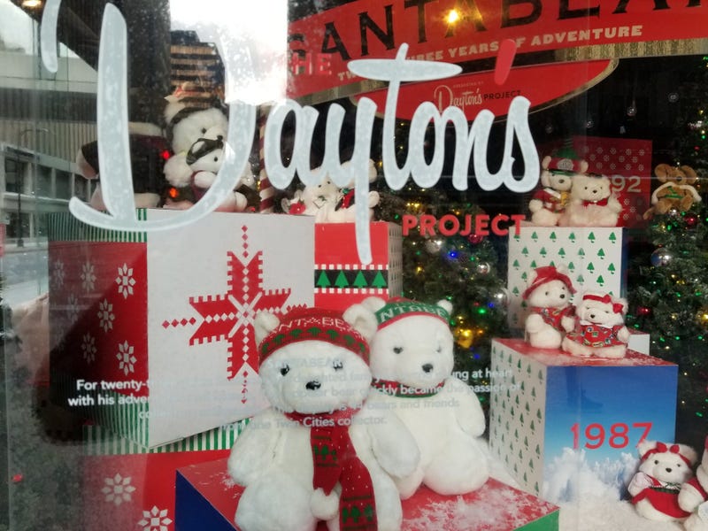 Dayton's christmas window display with presents 