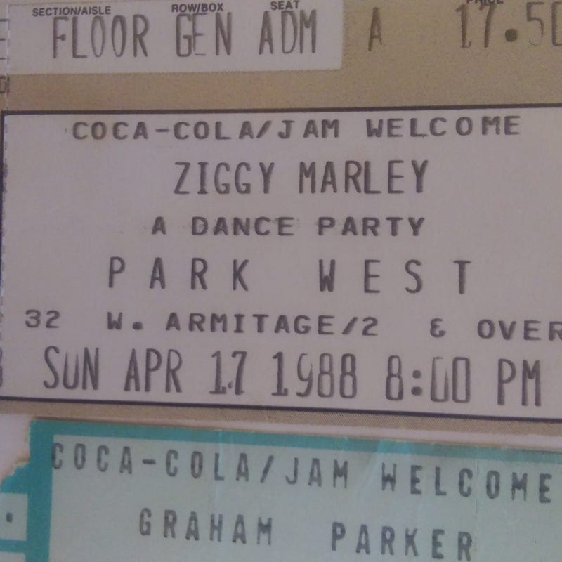 Ziggy Marley ticket stub 1988