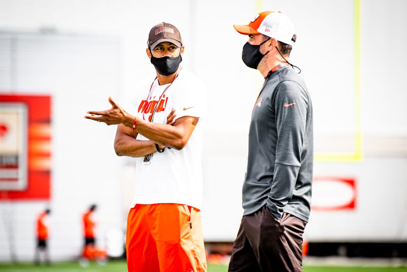 Cleveland Browns EVP of football operations Andrew Berry and head coach Kevin Stefanski