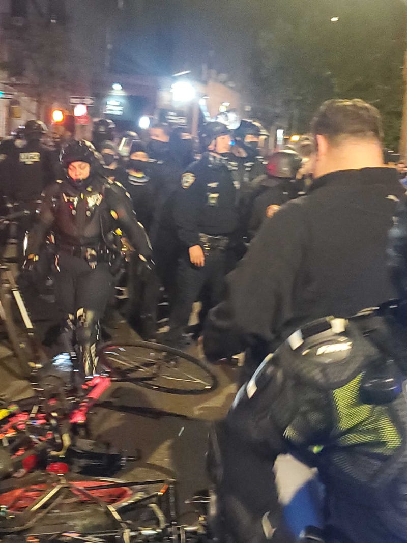 A "Count The Vote" protest turns violent on 7th Avenue in the West Village on Nov. 4, 2020