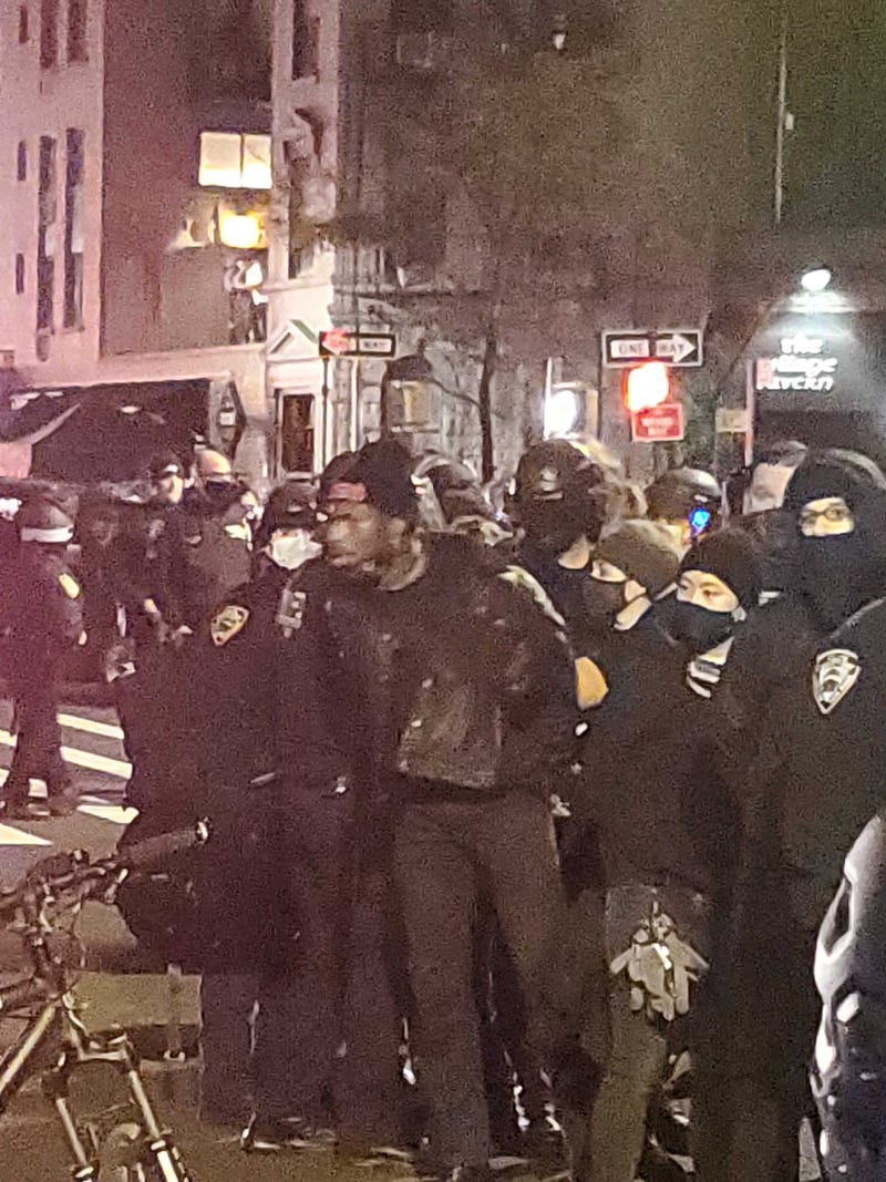A "Count The Vote" protest turns violent on 7th Avenue in the West Village on Nov. 4, 2020