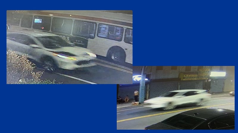 A white SUV which, police say, struck and killed a pedestrian on Sunday morning.