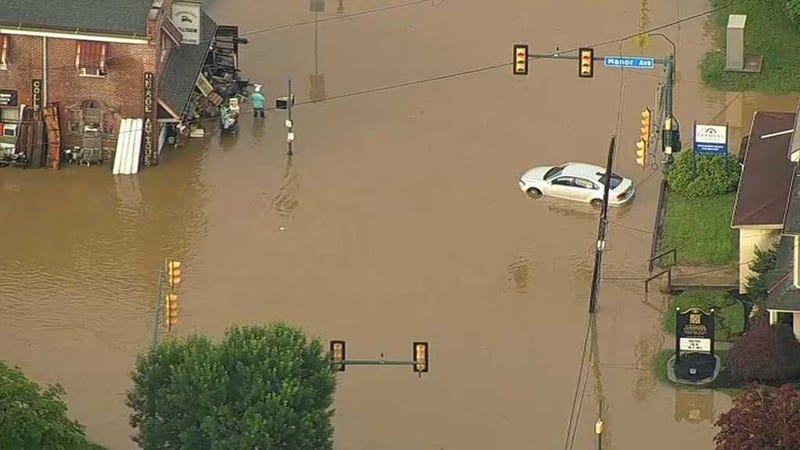 A neighborhood in Chester County that endured severe flooding on Tuesday.